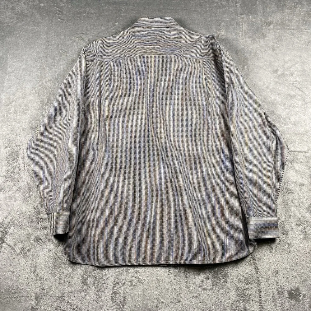 Jhane Barnes Shirt Mens XXL Long Sleeve Geometric Striped Silk Blend Button Down